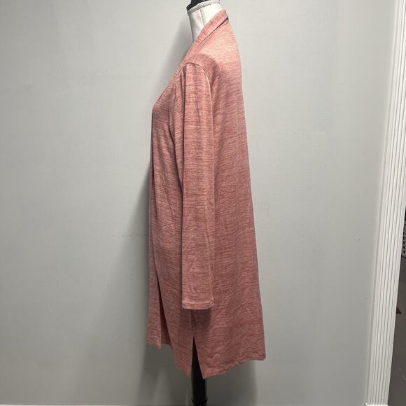 Lands' End Duster Long Cardigan Jacket size Medium 10-12 Coral Pink Rose Pockets - Picture 6 of 8